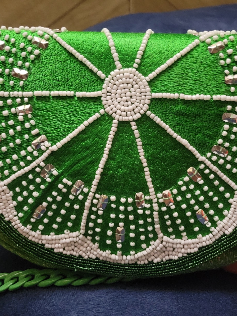 VIRAL Limited Edition America & Beyond Beaded Shoulder Bag Lime Wedge